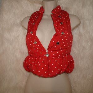 Girls VEST Red With White Polka Dots BY HEAD QUARTERS SIZE 6 GENTLY USED